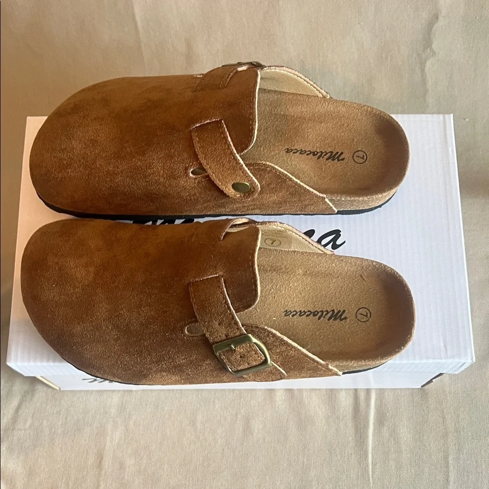 Brown Suede Slip-On Clogs (looks like birkenstock)